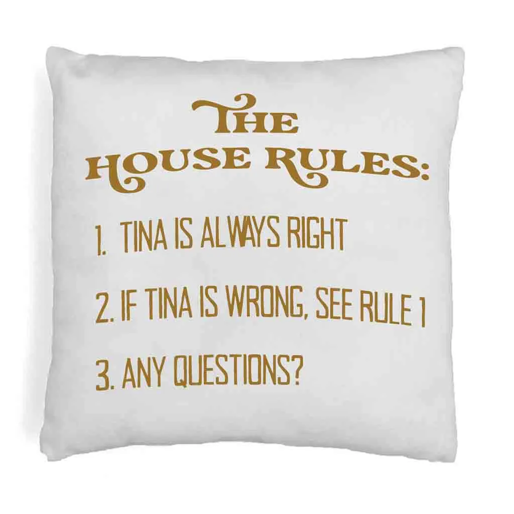 Personalized Humorous House Rules Pillow Cover