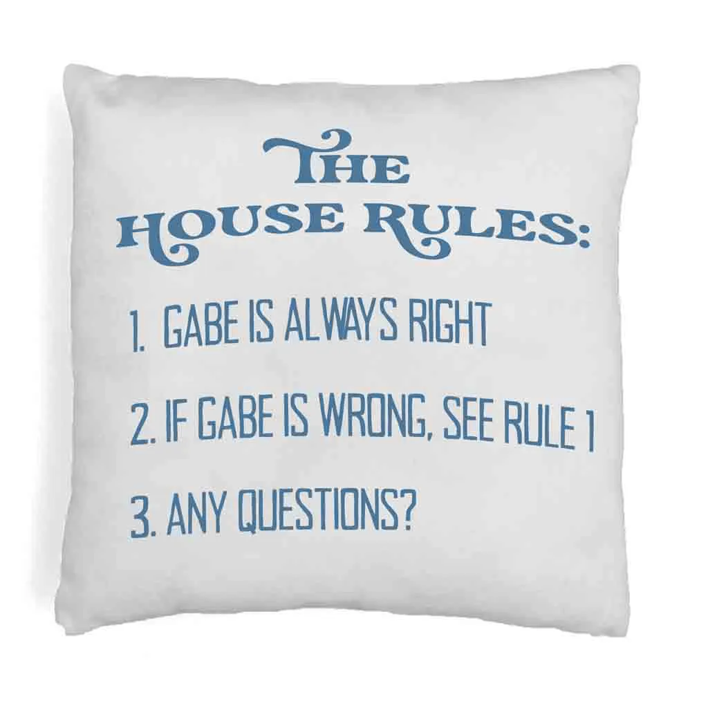 Personalized Humorous House Rules Pillow Cover