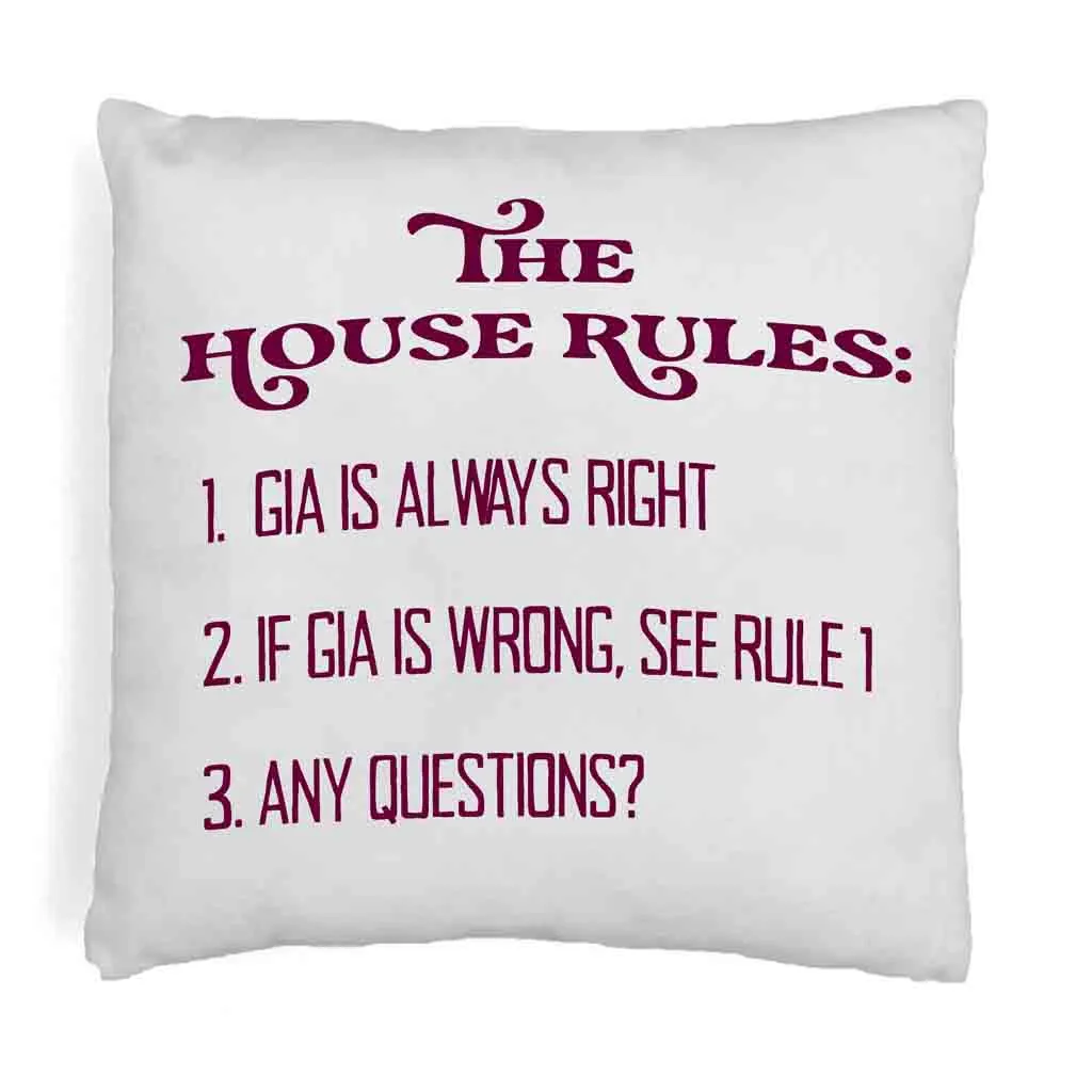 Personalized Humorous House Rules Pillow Cover