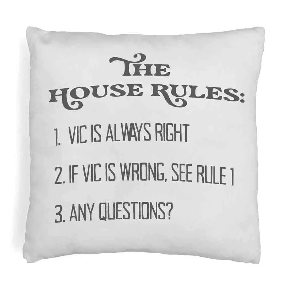 Personalized Humorous House Rules Pillow Cover