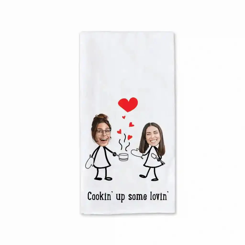 Personalized Valentine Kitchen Towel for the Cooking Couple