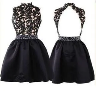 Prom Dress Lace Prom Dress Black Prom Dress Fitted Prom Dress Short Prom Dress