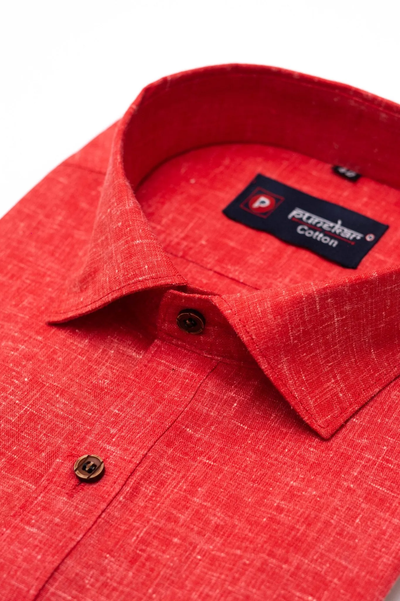 Punekar Cotton Men's Formal Handmade Red Color Shirt for Men's.