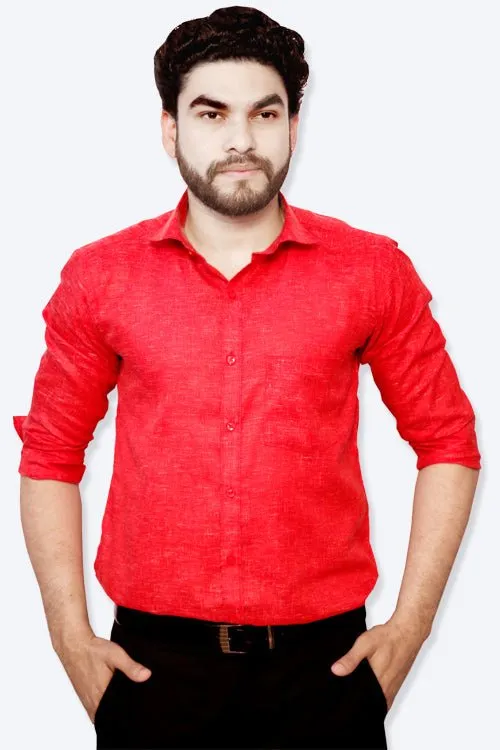 Punekar Cotton Men's Formal Handmade Red Color Shirt for Men's.