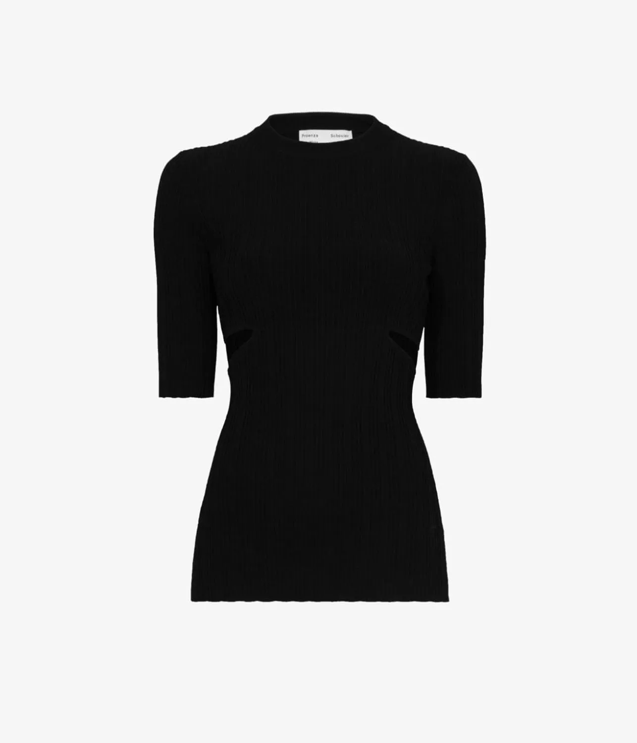 RIB KNIT CUT OUT SWEATER- BLACK