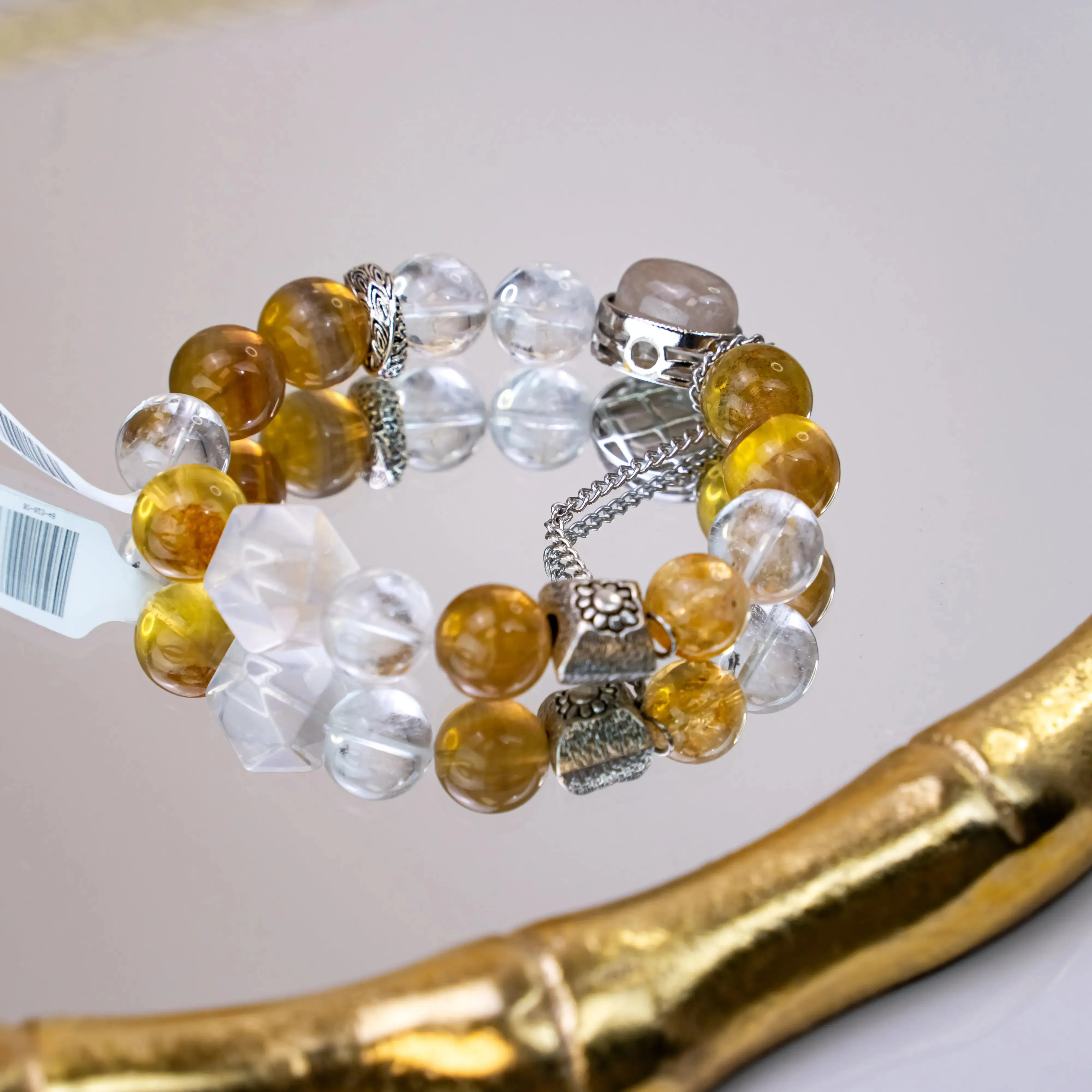 Rutilated Quartz Azeztulite Fluorite Bracelet