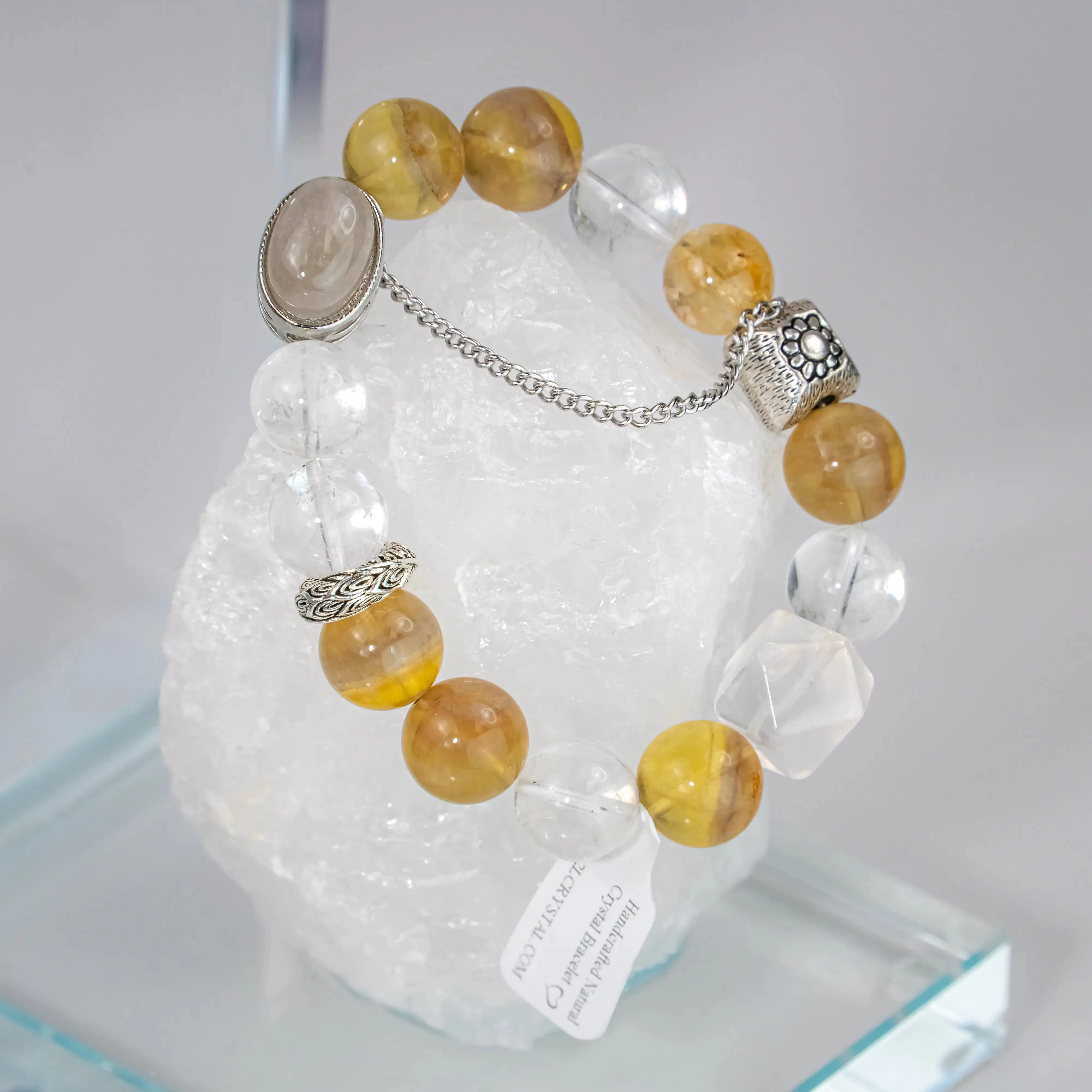 Rutilated Quartz Azeztulite Fluorite Bracelet