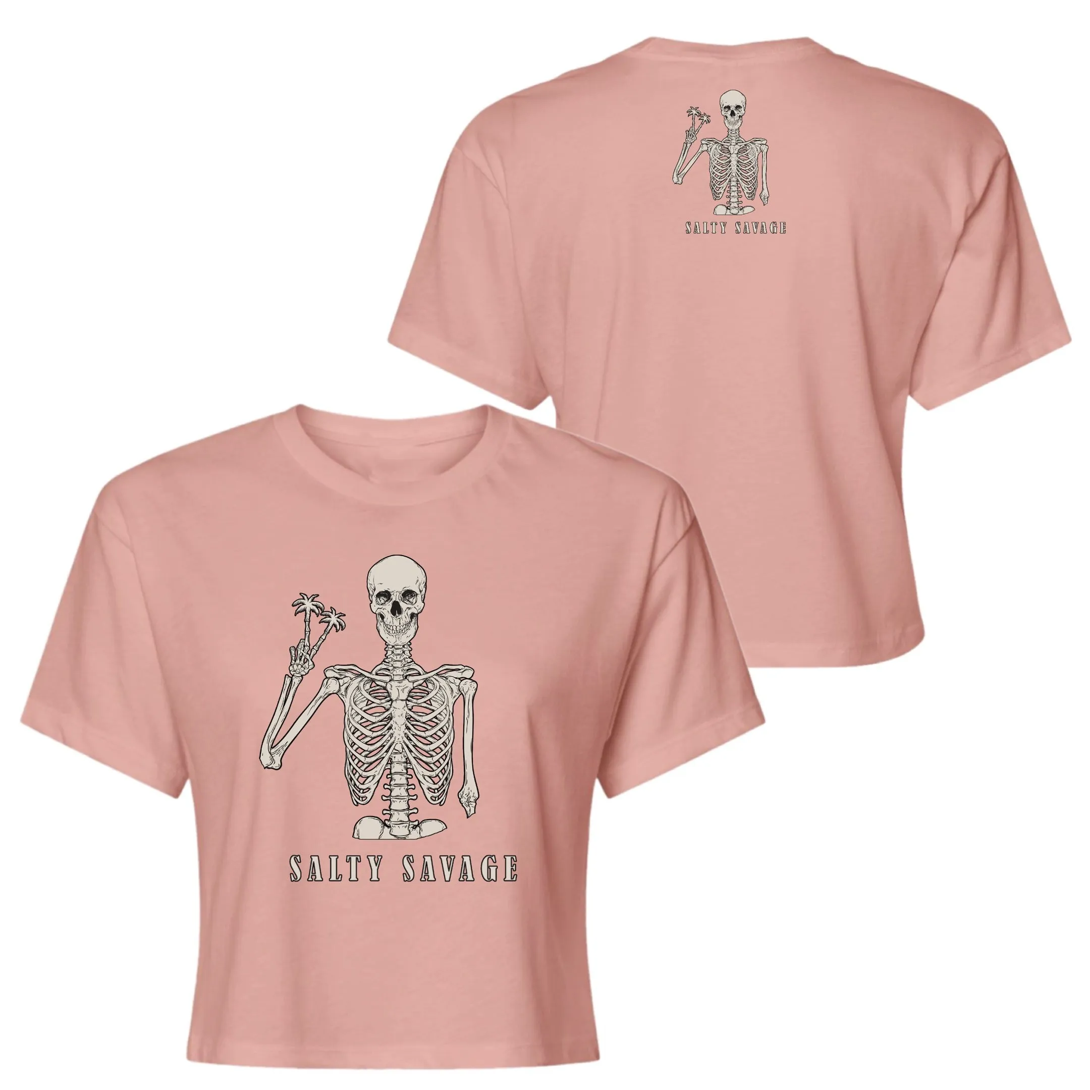 Salty Savage Ladies "Peace Skeleton " Performance Crop Tee