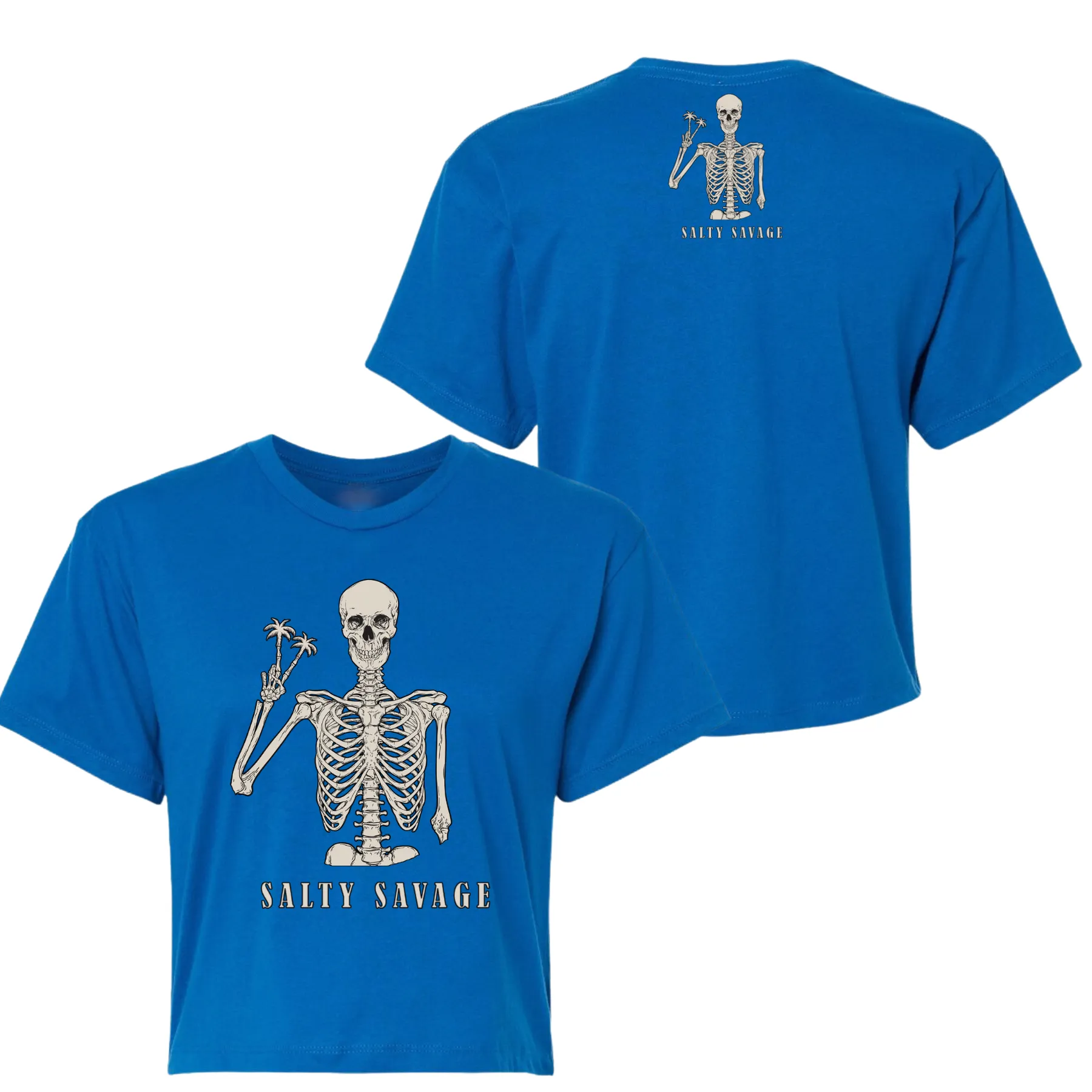 Salty Savage Ladies "Peace Skeleton " Performance Crop Tee