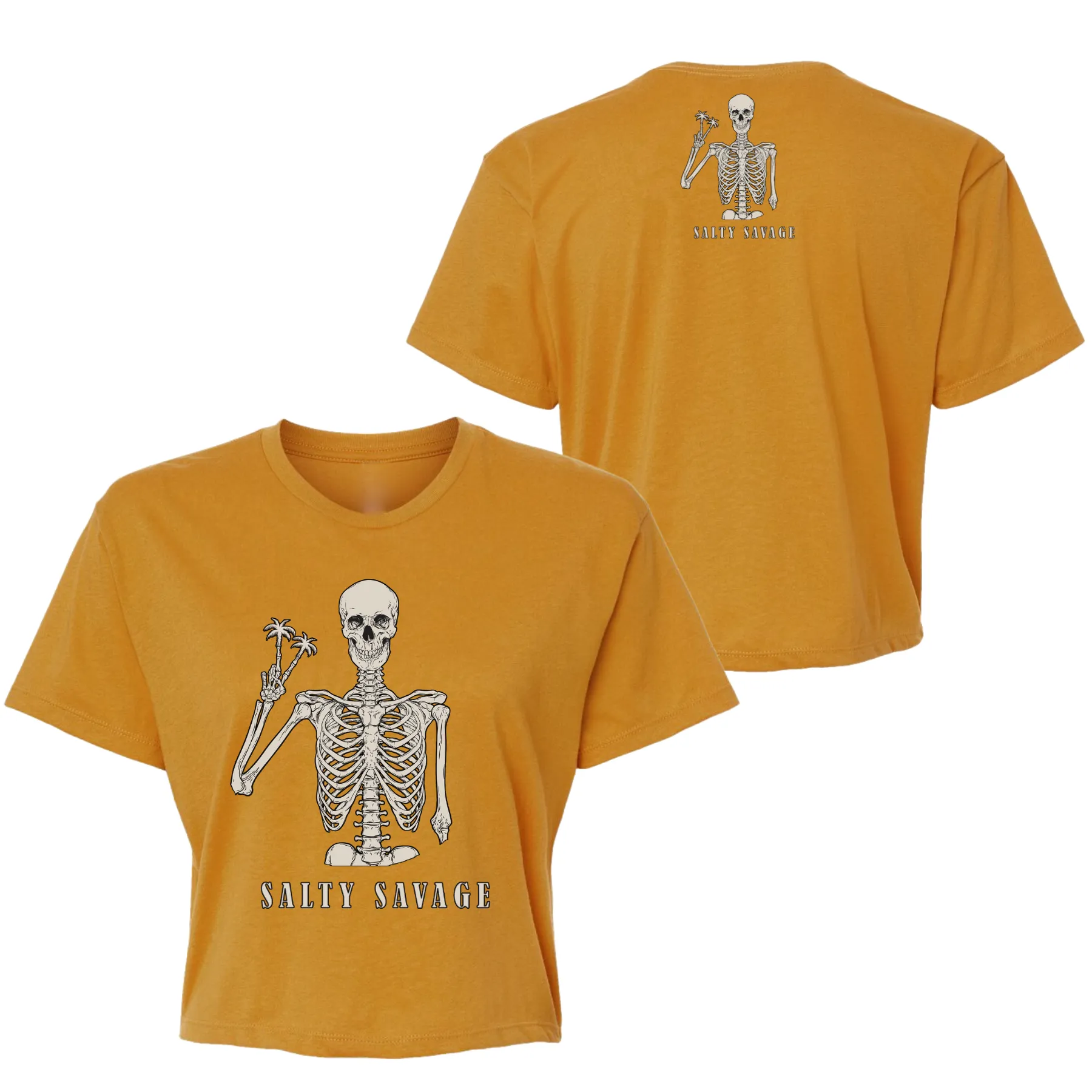 Salty Savage Ladies "Peace Skeleton " Performance Crop Tee