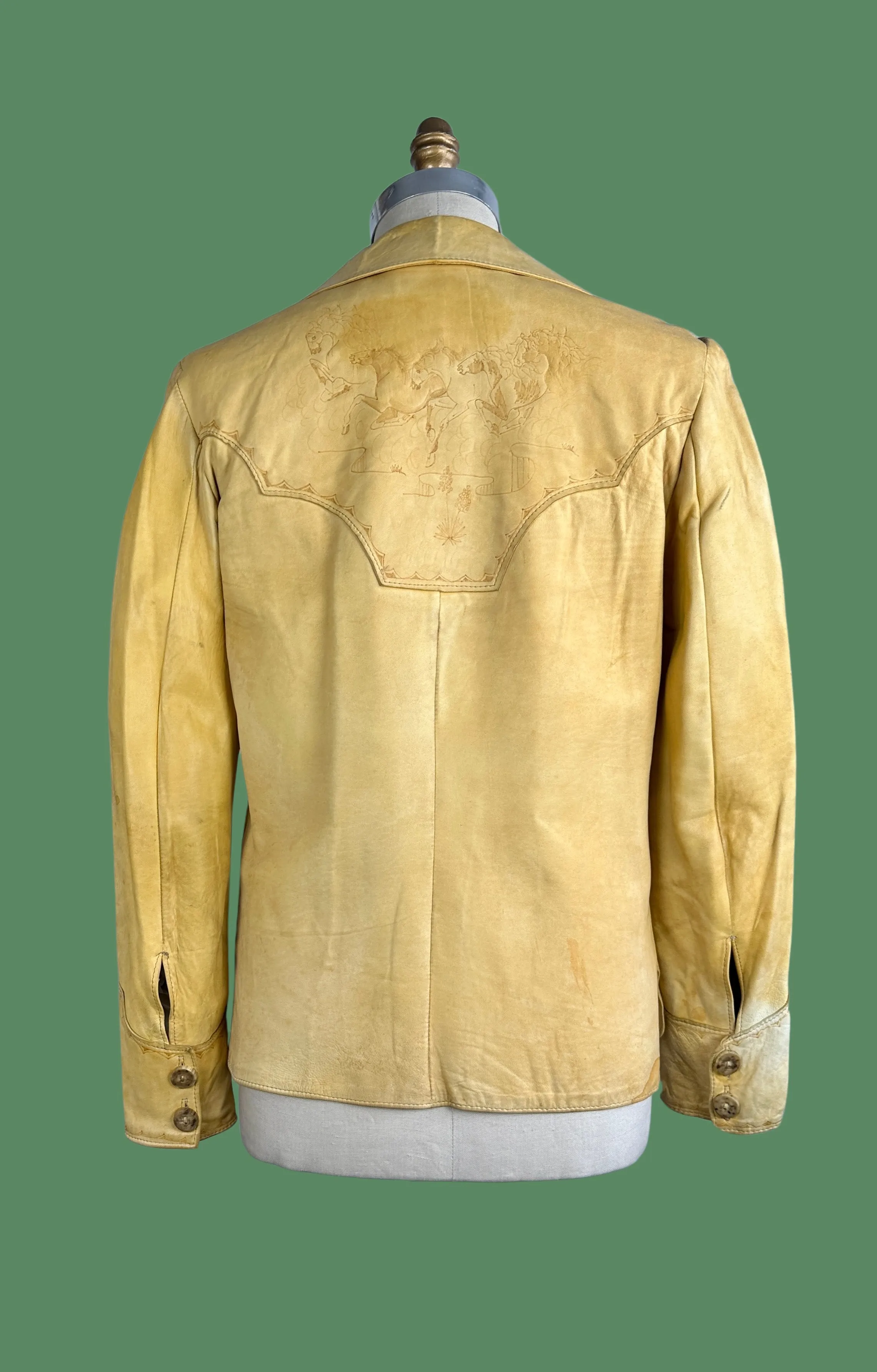 SANTA FE LEATHER Co 70s Western Deerskin Jacket & Pants Mens Small