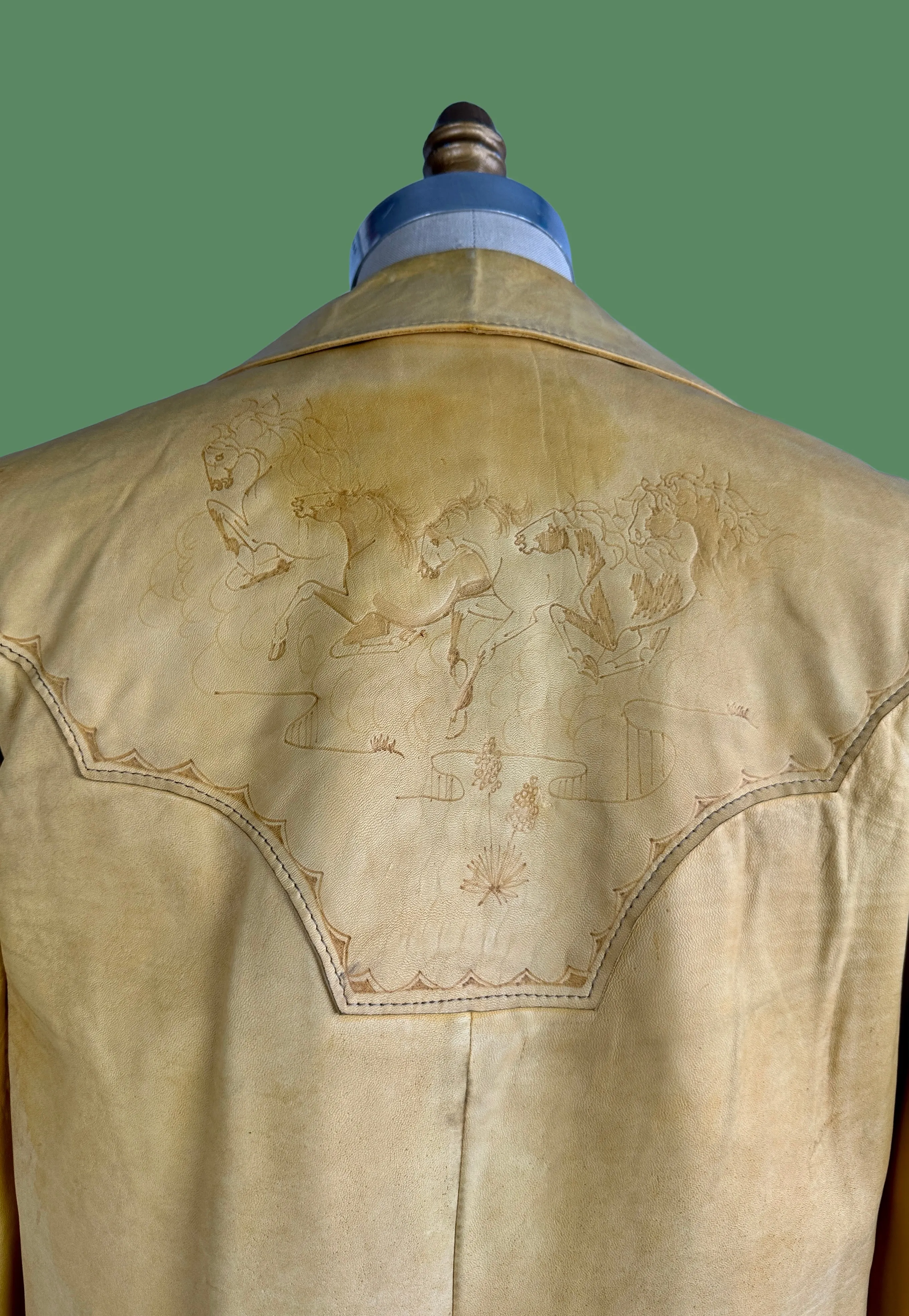 SANTA FE LEATHER Co 70s Western Deerskin Jacket & Pants Mens Small