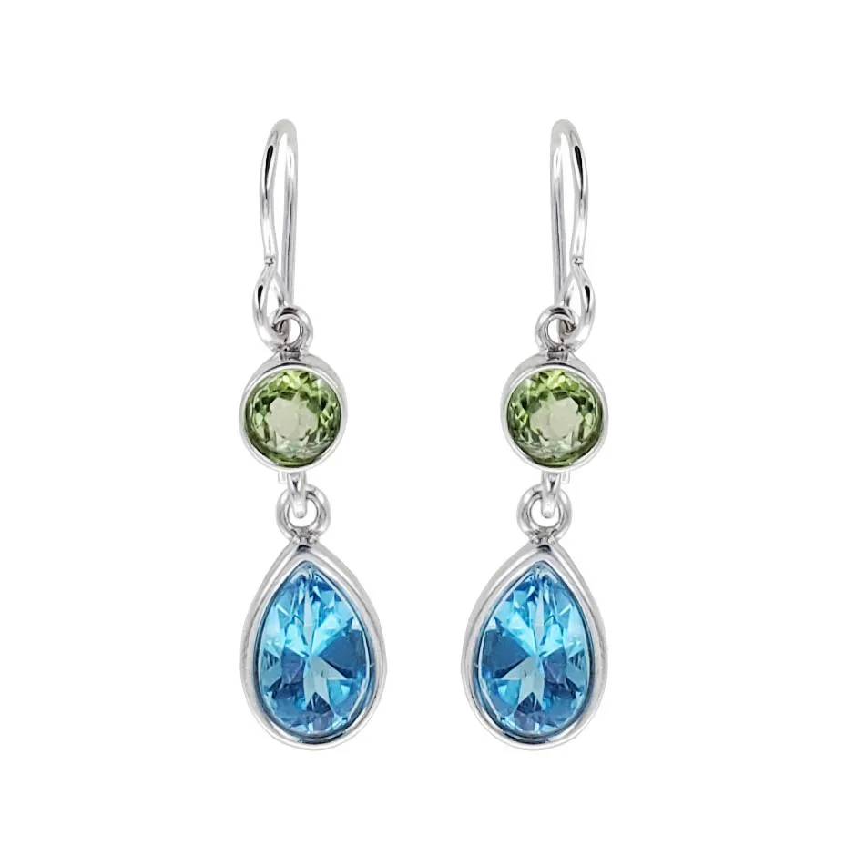 Sonoma Art Works Peridot Blue Topaz Pear Drop Earrings