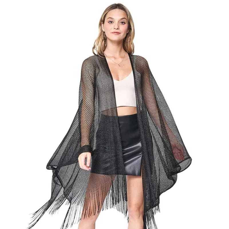 Sparkle Glitter Mesh Kimono Poncho