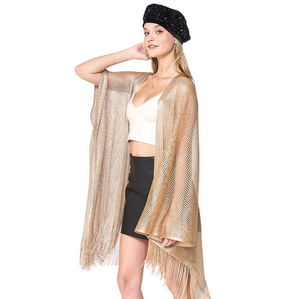 Sparkle Glitter Mesh Kimono Poncho