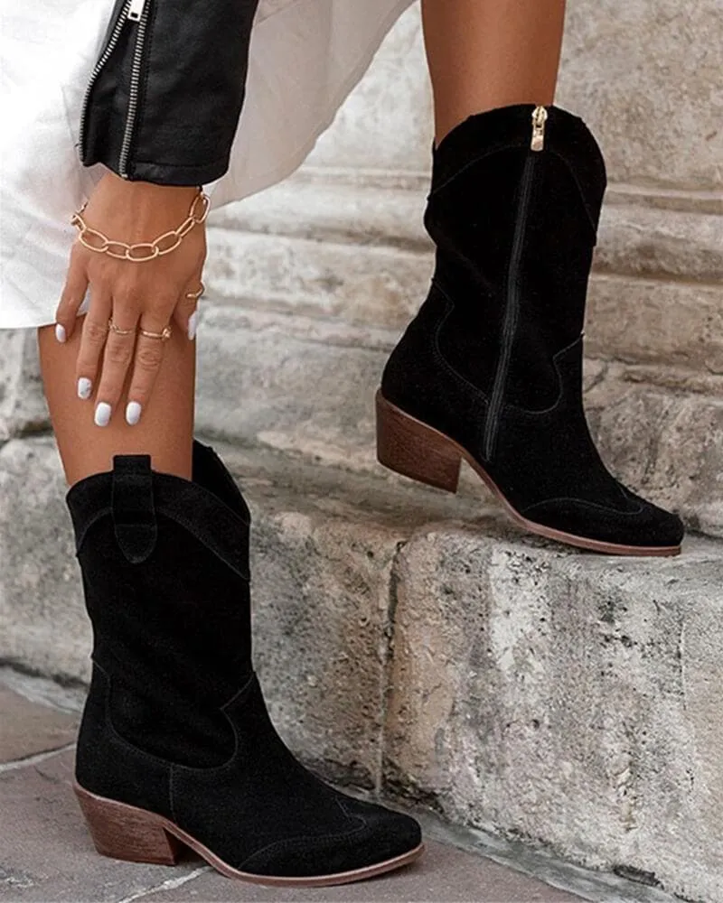 Split Joint Zipper Flat Boots