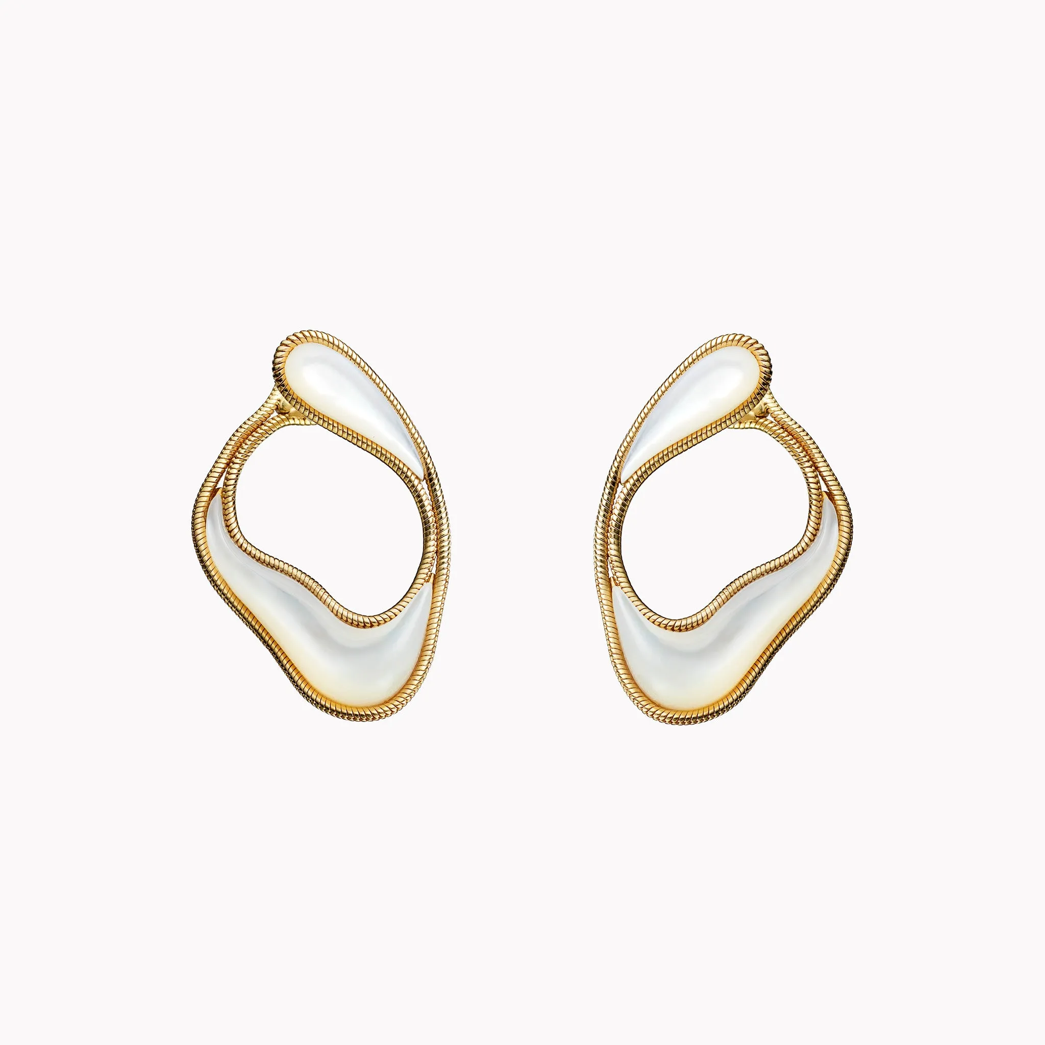 Stream Line Mother-of-Pearl Loop Earrings