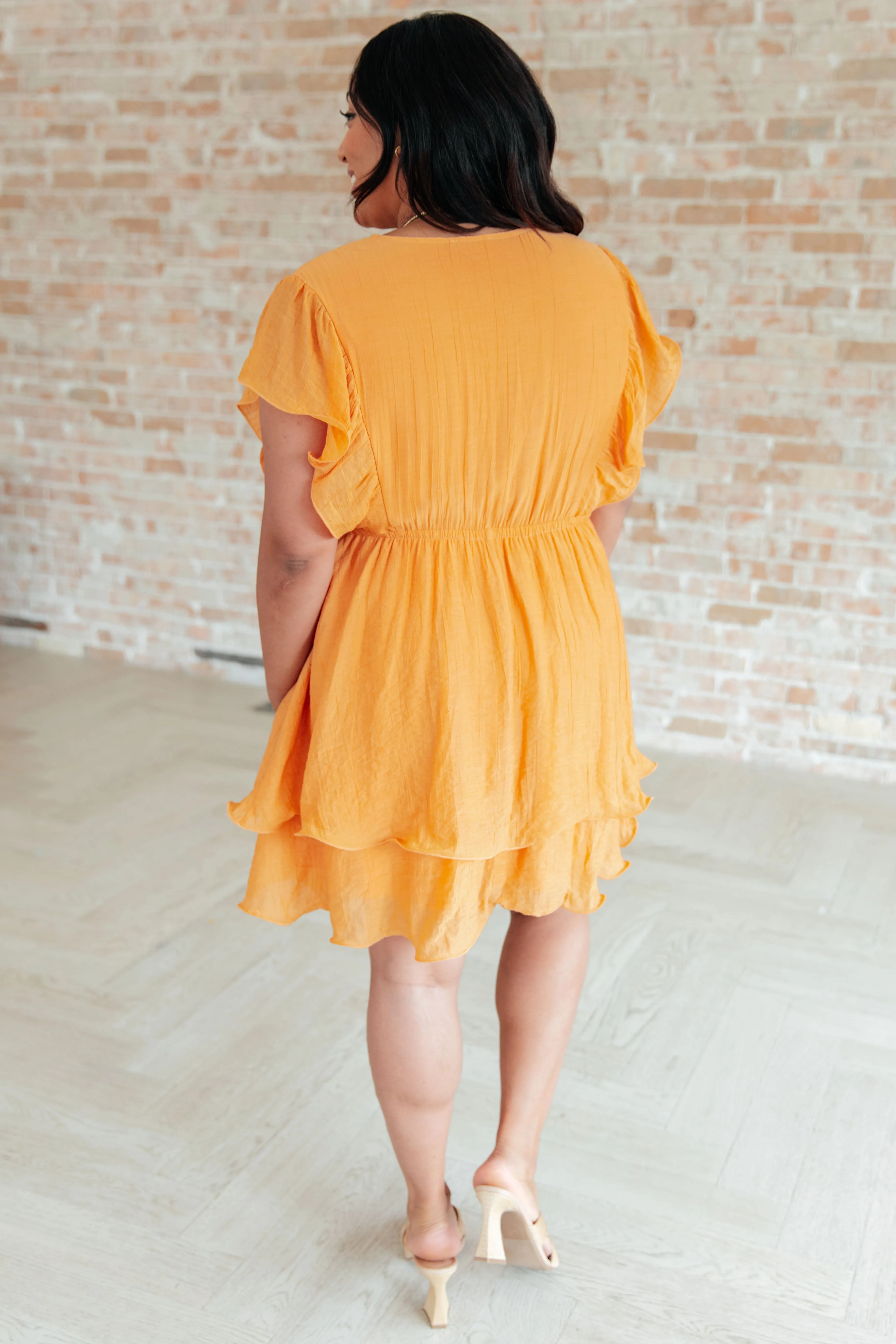 Stuck in My Head Tiered Dress in Orange