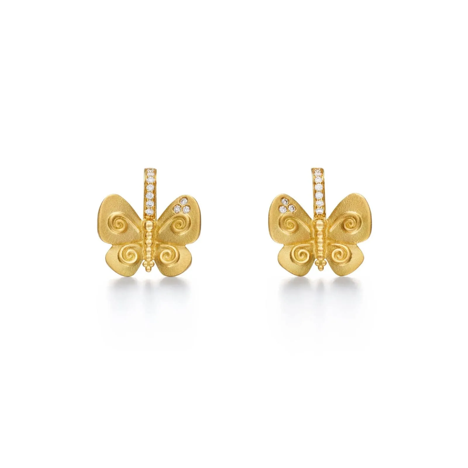 Temple St. Clair 18K Yellow Gold Butterfly Diamond Stud Earrings