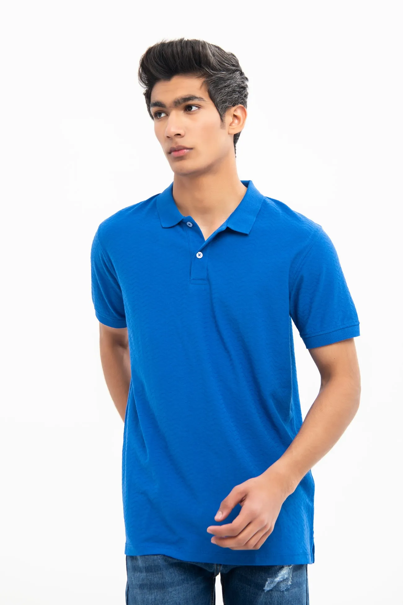 TEXTURED COTTON POLO SHIRT