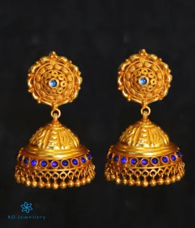 The Amrutha Silver Kempu Jhumka (Blue)