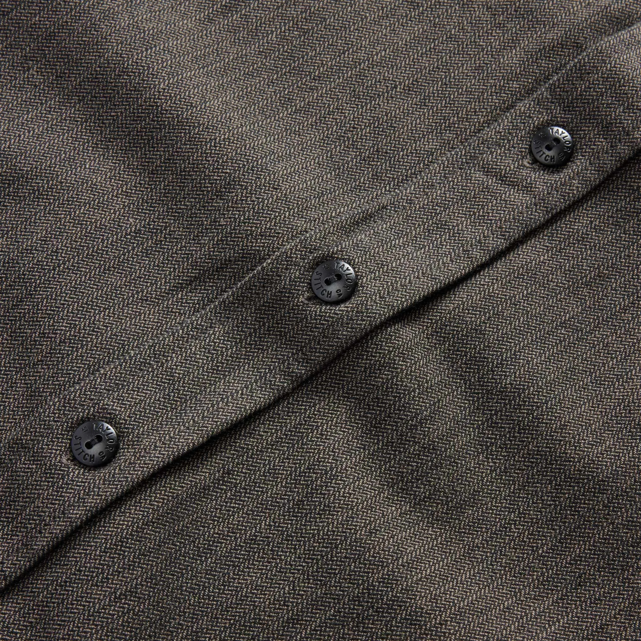 The Utility Shirt in Olive Broken Herringbone