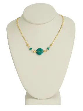 Turquoise Coin   Golden Nugget Necklace