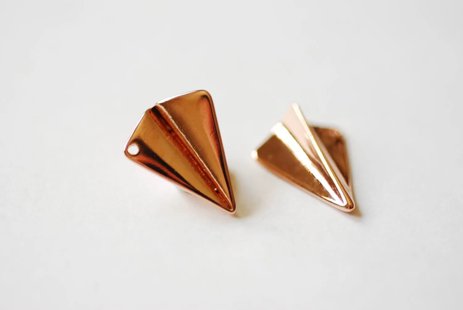 Vermeil Rose Gold Paper Airplane Charm- 18k gold plated over Sterling Silver Airplane Pendant, Airplane Charm, Airplane Pendant, Aviation