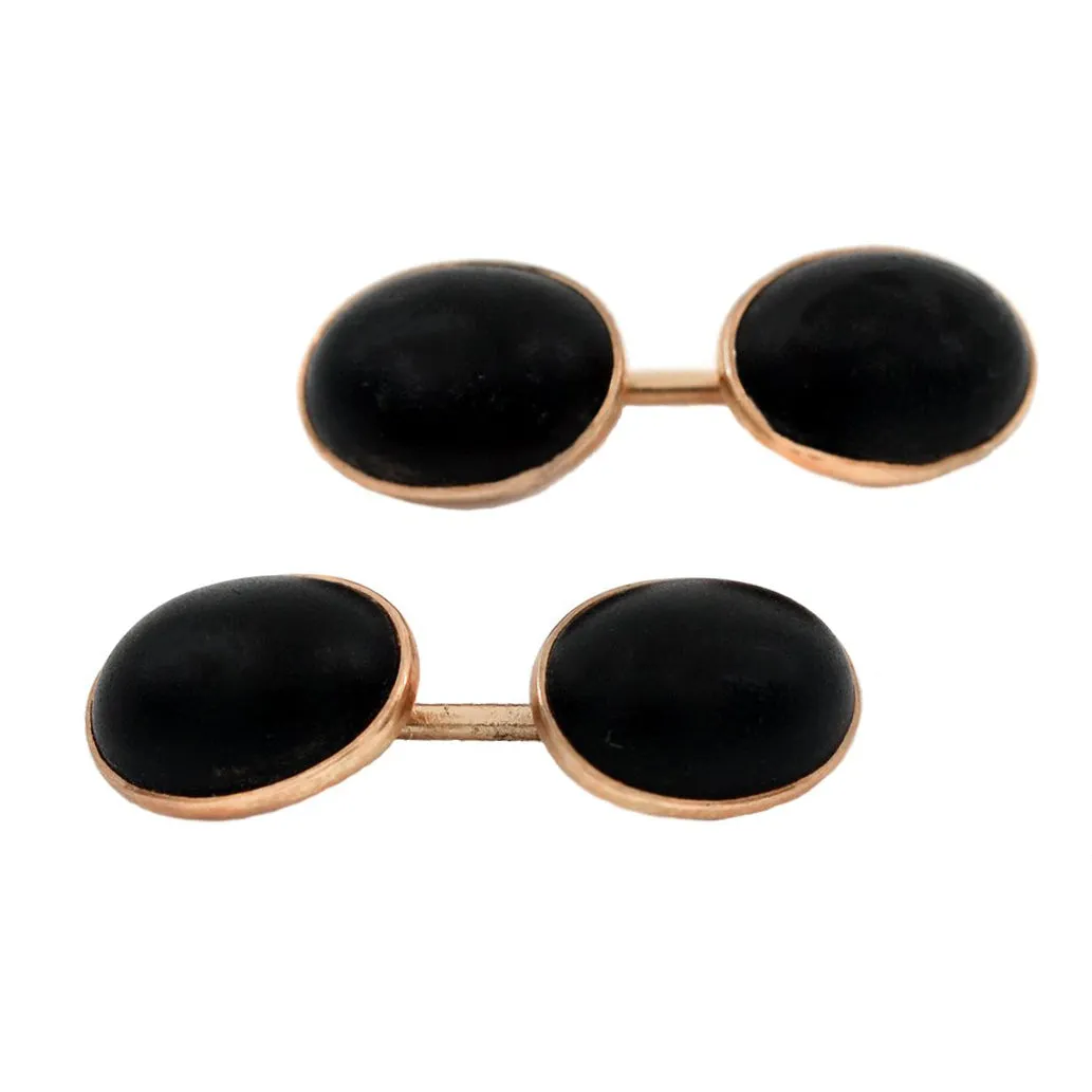 Victorian 14kt Rose Gold Onyx Cufflinks