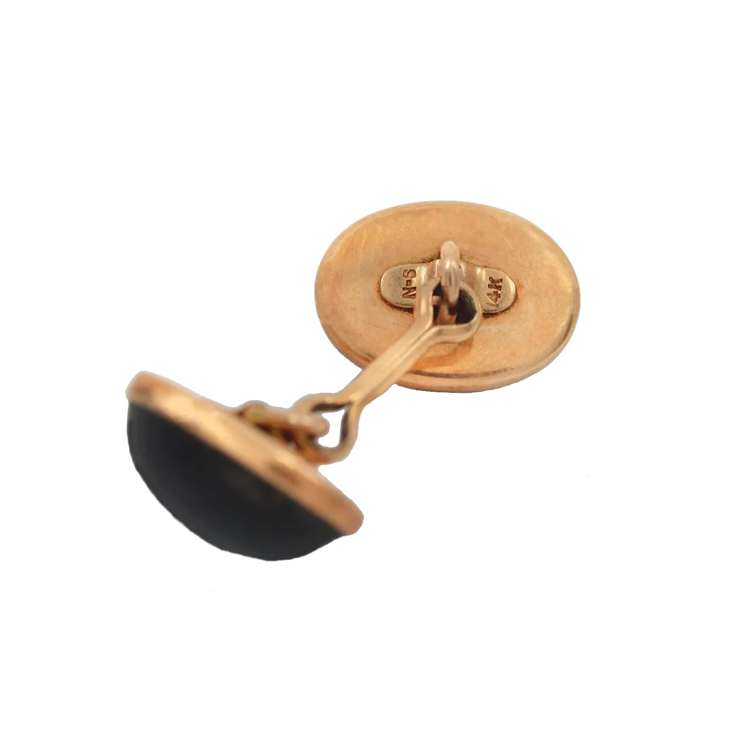 Victorian 14kt Rose Gold Onyx Cufflinks