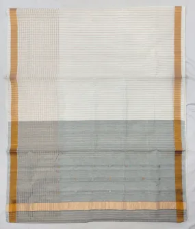 white with gold shimmer border Handwoven Venkatagiri cotton Saree (Copy)