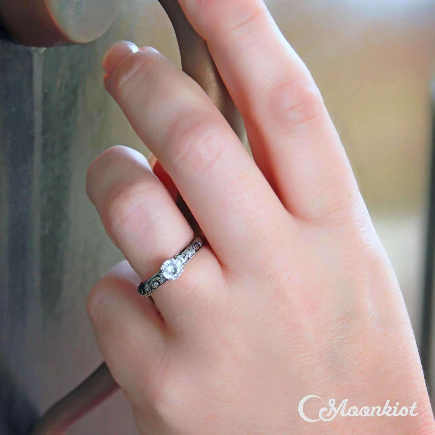 Women's Vine Engagement Ring in Sterling Silver | Moonkist Designs