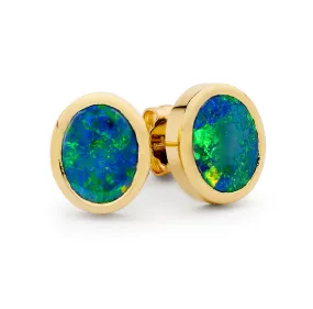 Yellow Gold Opal Earrings