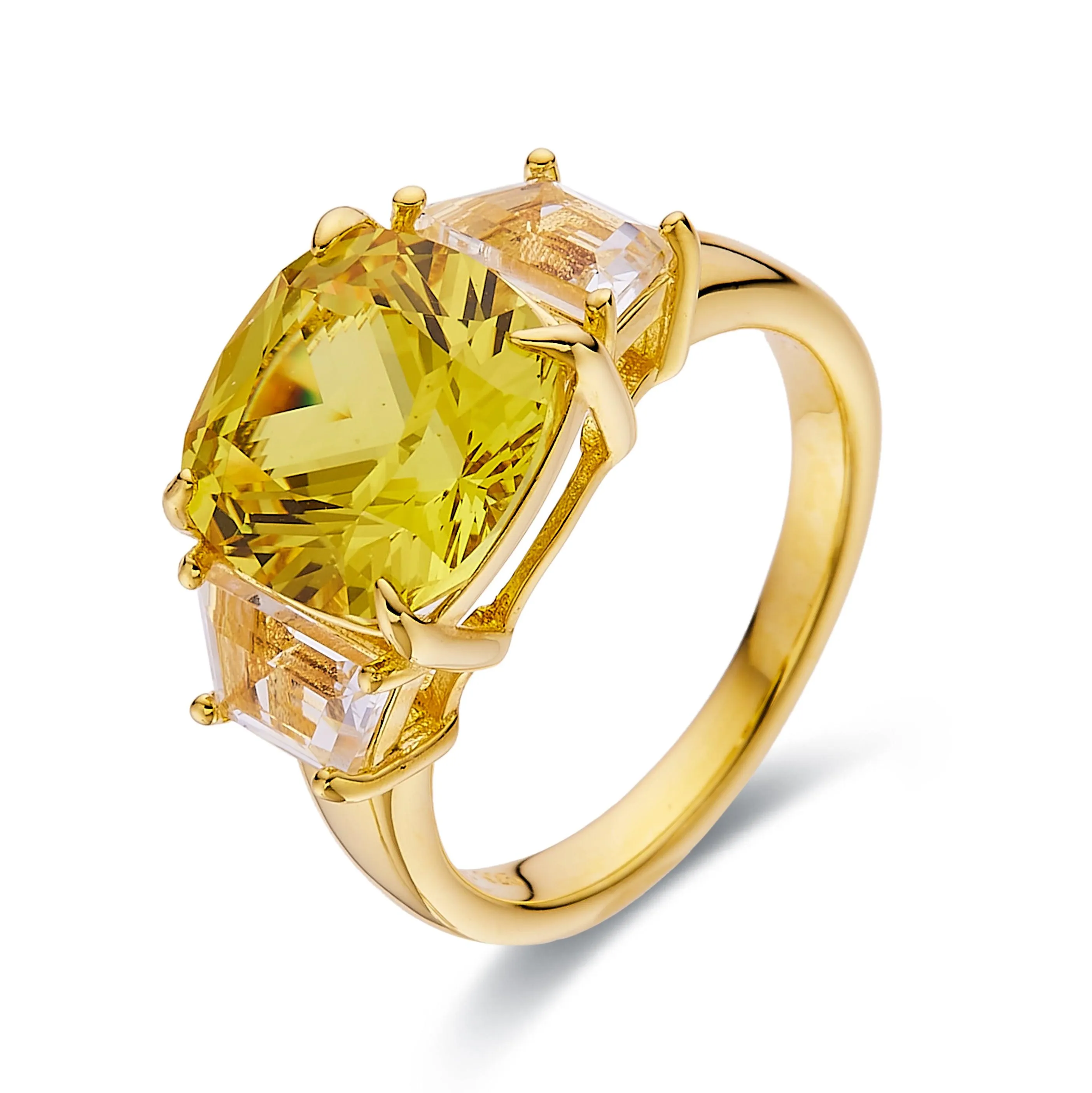 Yellow Sapphire Three Stone Statement Ring