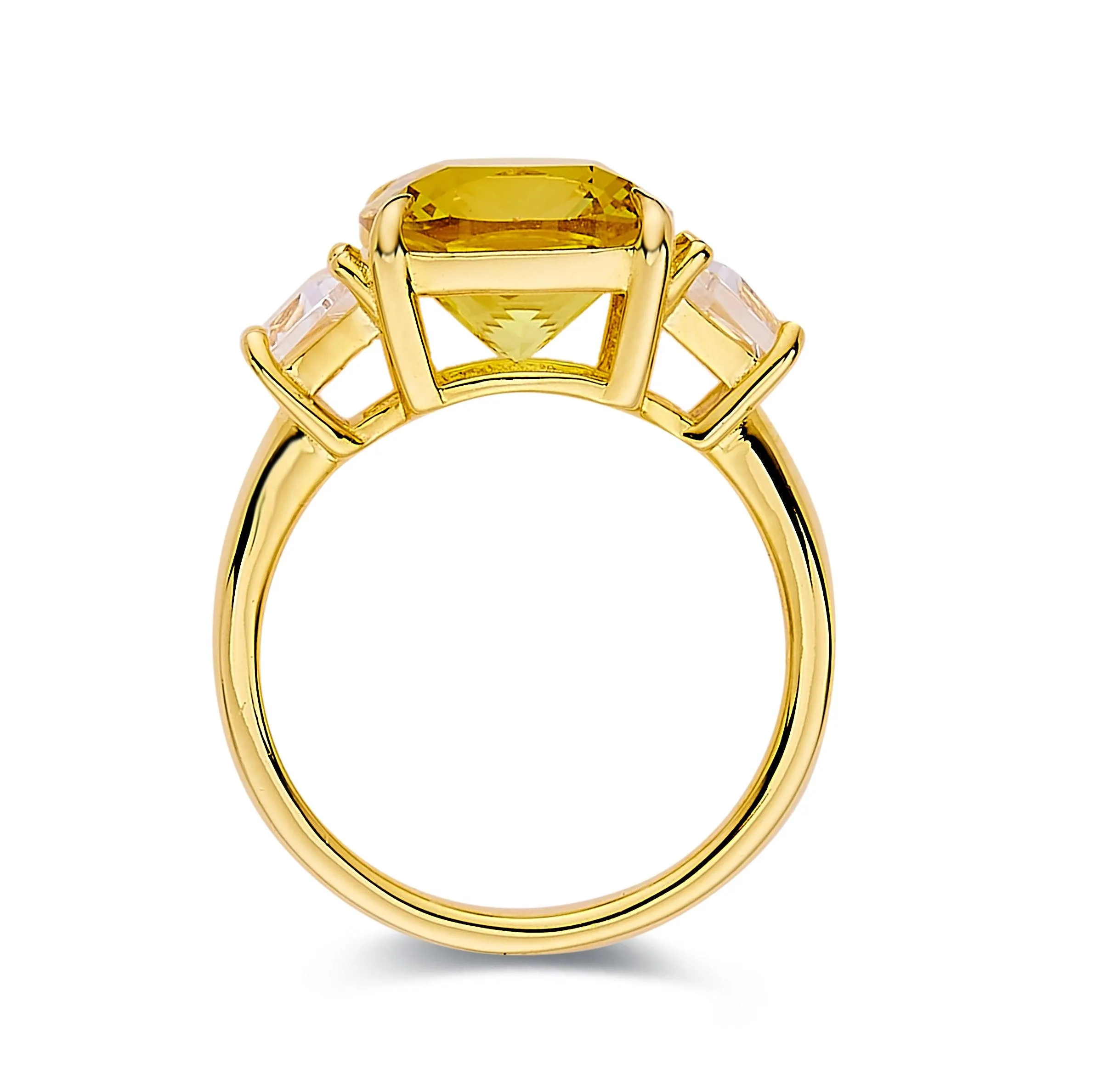 Yellow Sapphire Three Stone Statement Ring