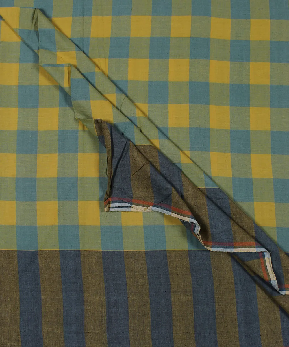 Yellow white handwoven bengal cotton checks fabric